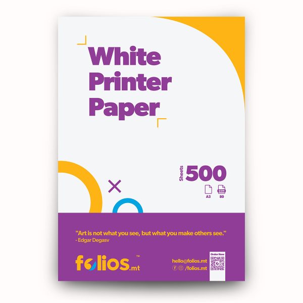 A3 White Printer Paper – 80gsm, 500 sheets –